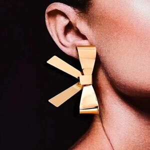 Gold Bow Stud Earrings